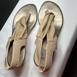 Size 10 gold and beige sandals